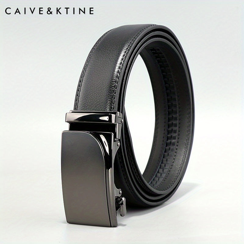 Caivektine Men's Cowhide Belt Business Pants Zinc Alloy Casual Automatic Buckle
