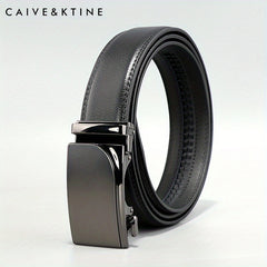 Caivektine Men's Cowhide Belt Business Pants Zinc Alloy Casual Automatic Buckle