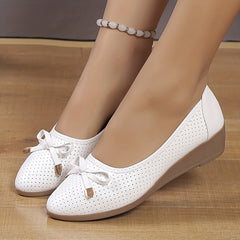 Women's Perforated Wedge Shoes Pointed Toe Slip On Flats