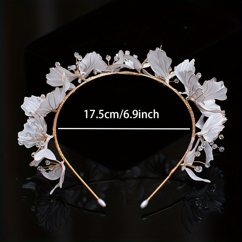 Bohemian Flower Bridal Headband with Sparkling Accents