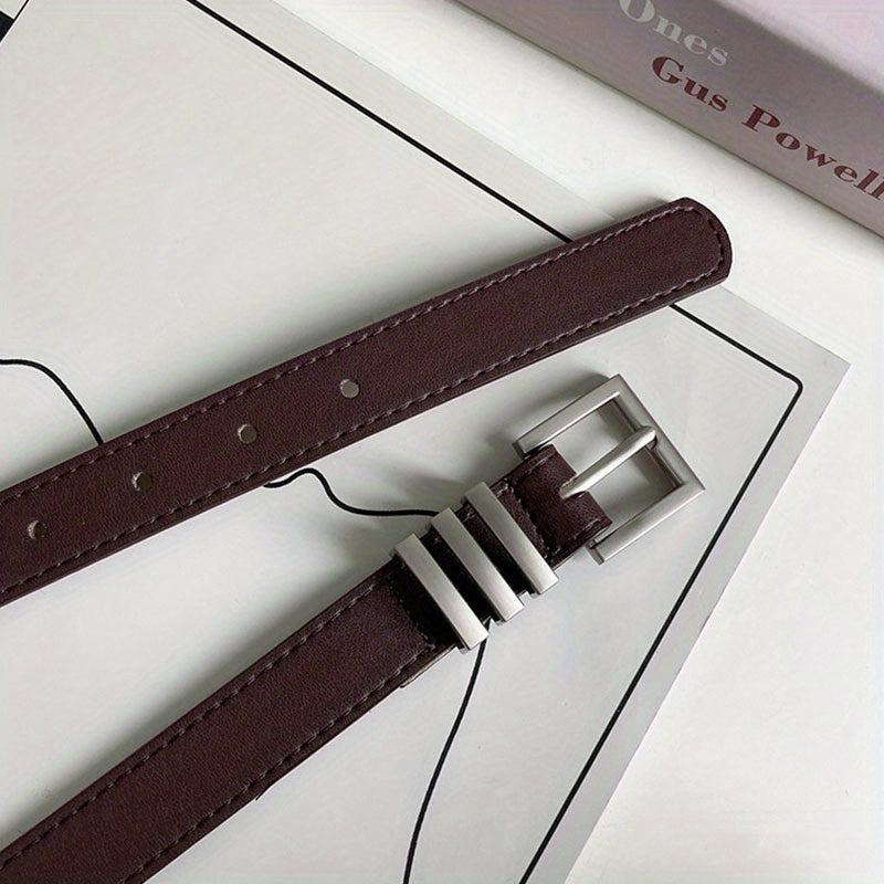 Square Buckle Unisex PU Leather Belt Neutral Style Casual Belt