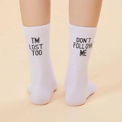 Women's Letter Print Casual Mid Tube Socks