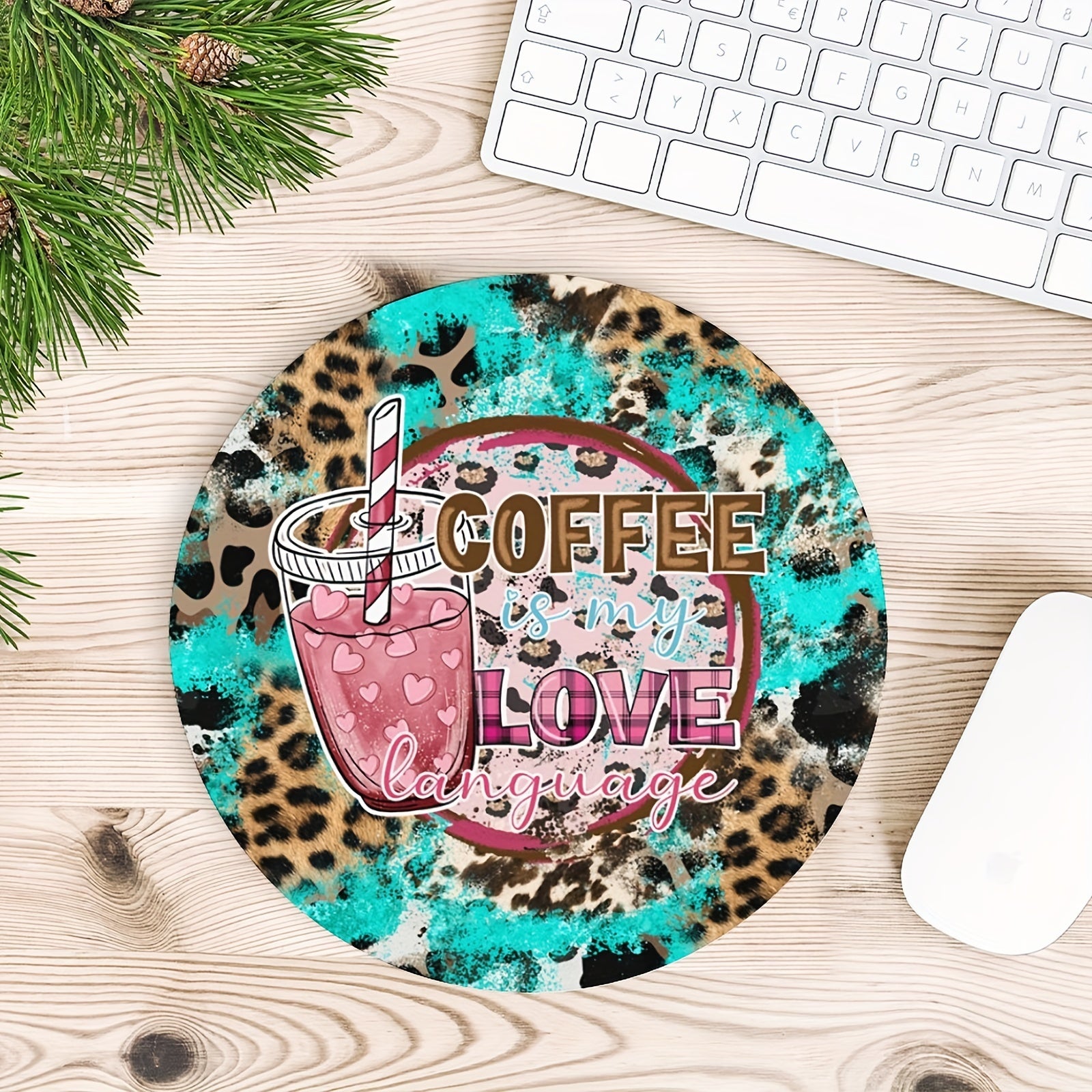 Coffee Quotes Round Mouse Pad Non Slip Rubber Base Mousepad