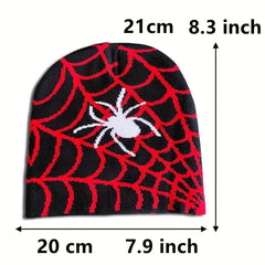 Y2K Knitted Beanie Spider Web Pattern Jacquard Hat