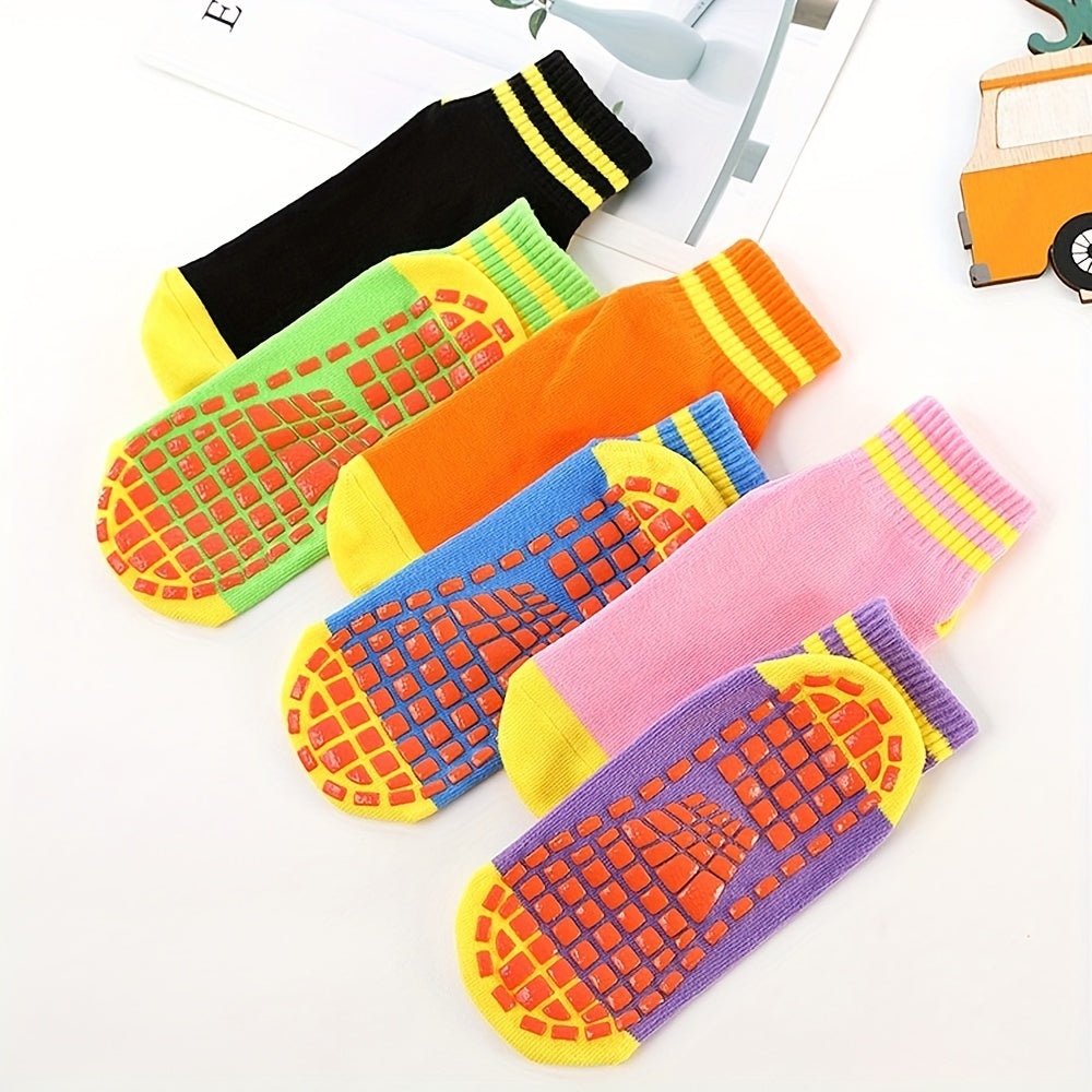 6 Pairs Colorful Striped Ankle Socks for Trampoline Workouts