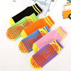 6 Pairs Colorful Striped Ankle Socks for Trampoline Workouts