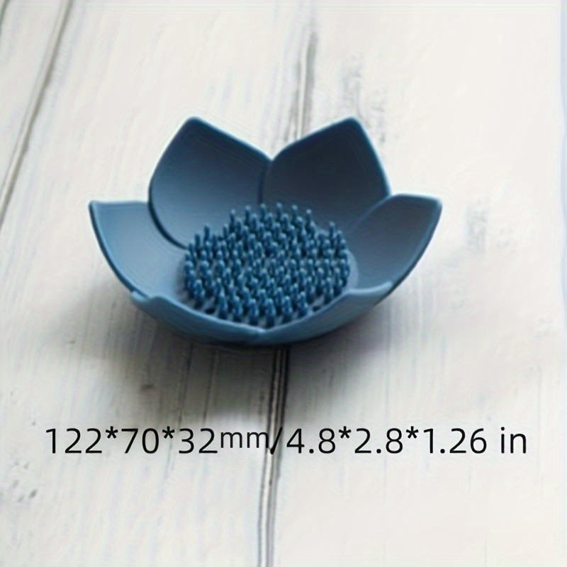 Lotus Shape Silicone Soap Box Non Slip Portable for Draining Soap Tray