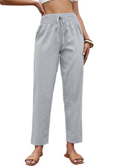 Drawstring High Waist Cropped Pants