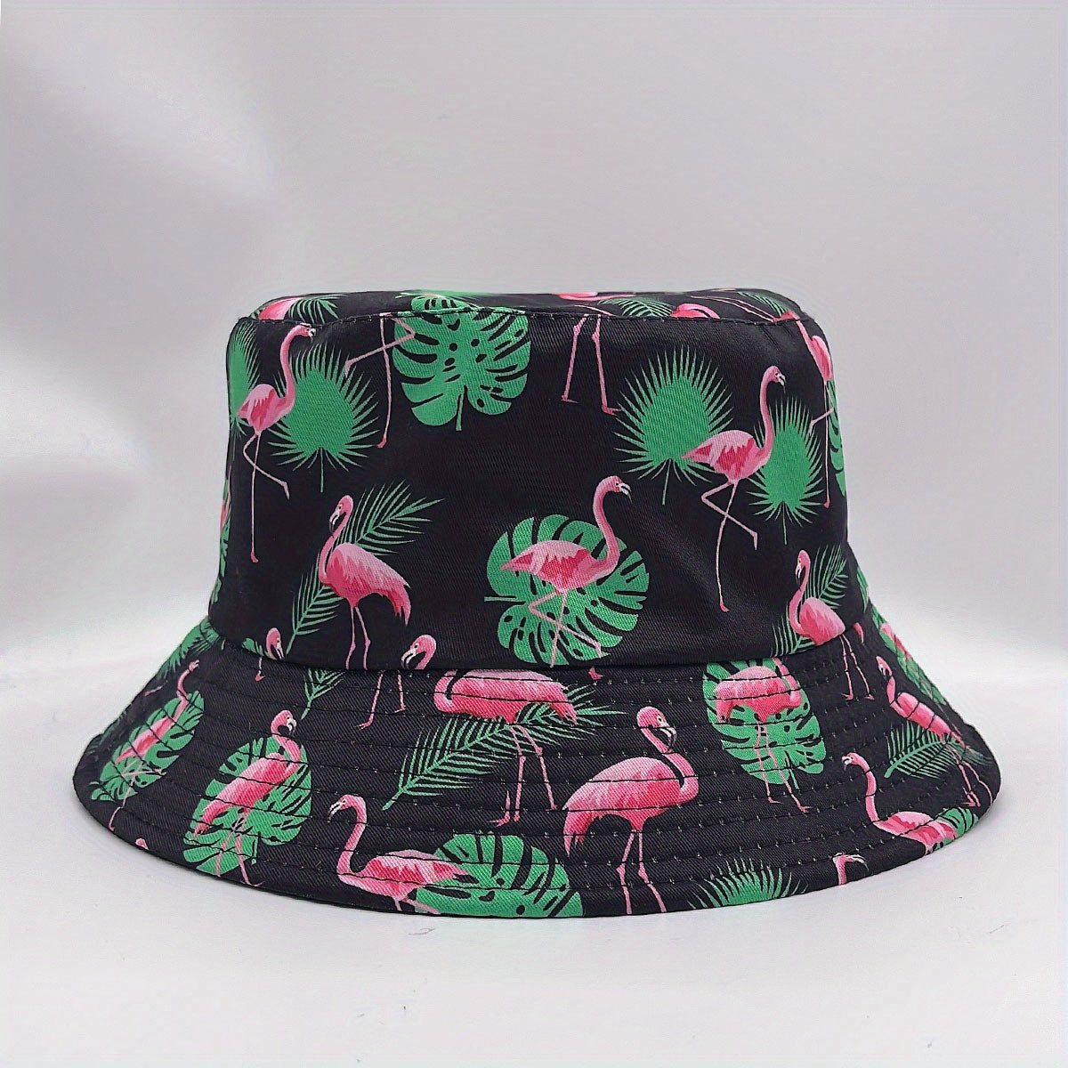 Leaf Flamingo Print Bucket Hat Reversible Sunscreen Basin Hat Lightweight