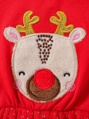 Baby Girls Christmas Fawn Patch Snowflake Dot Mesh Skirt Swing Dress