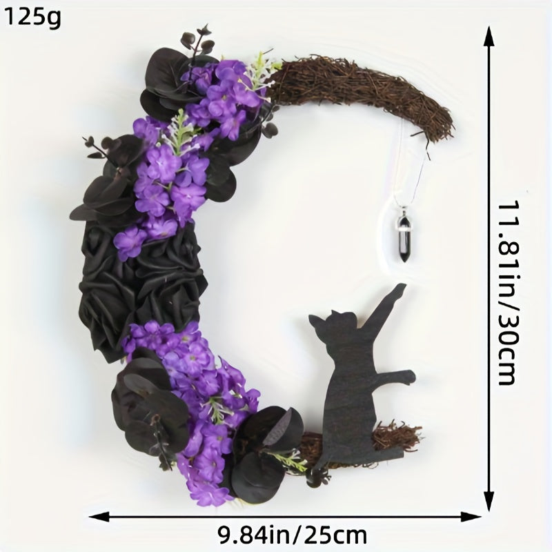 Curved Moon Cat Garland Door Hanging Halloween Decoration