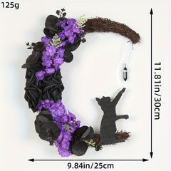 Curved Moon Cat Garland Door Hanging Halloween Decoration