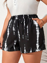 Vacay Shorts Women's Plus Print Elastic High Rise Stretch Loose Shorts