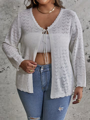 Eyelet Embroidered Open Front Cardigan