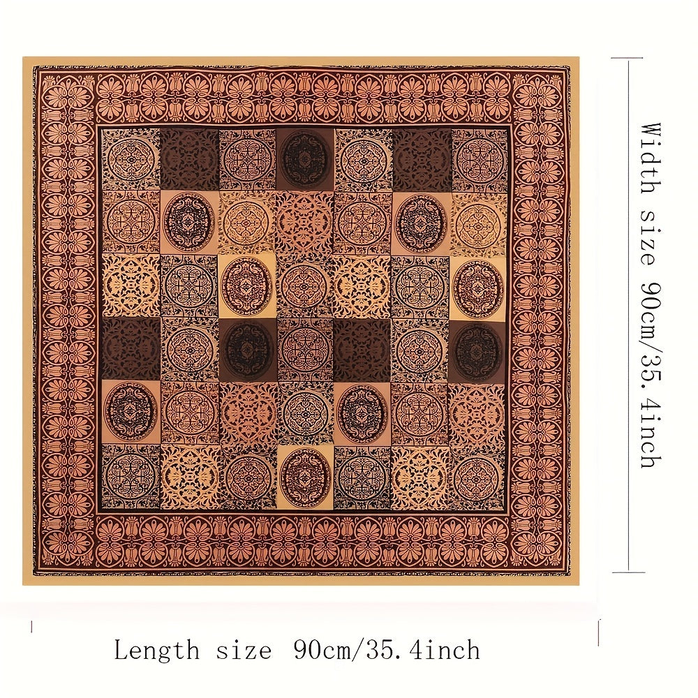 Houndstooth Print Bandana Square Scarf Satin Shawl