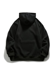 Skull Print Drawstring Sports Sweatshirt for Halloween Warm Plush Inner Hoodies