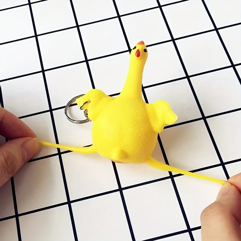 Funny Egg-Laying Chicken Keychains, Antistress Squishy Toys for Kids