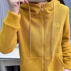 Plush Lined Hooded Jacket with Kangaroo Pocket