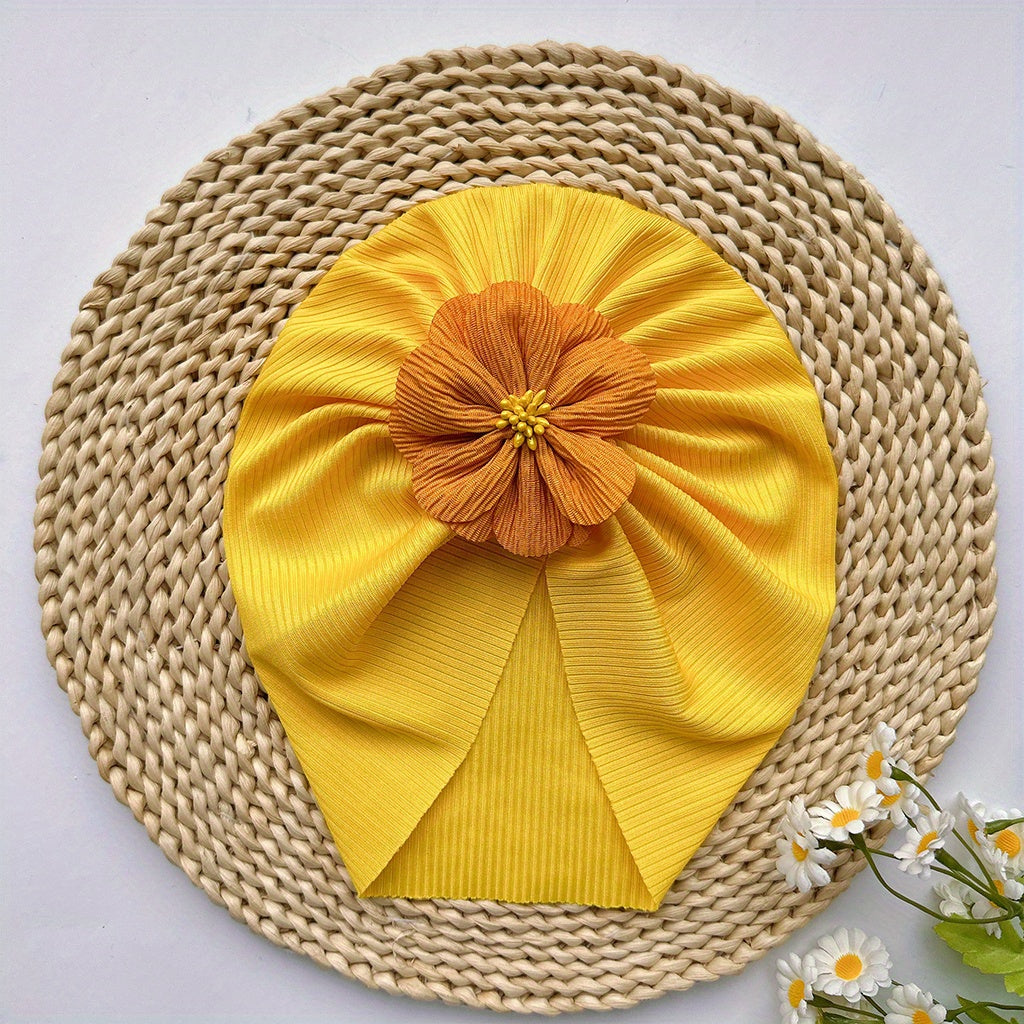 Soft Elastic Flower Baby Hat For Girl