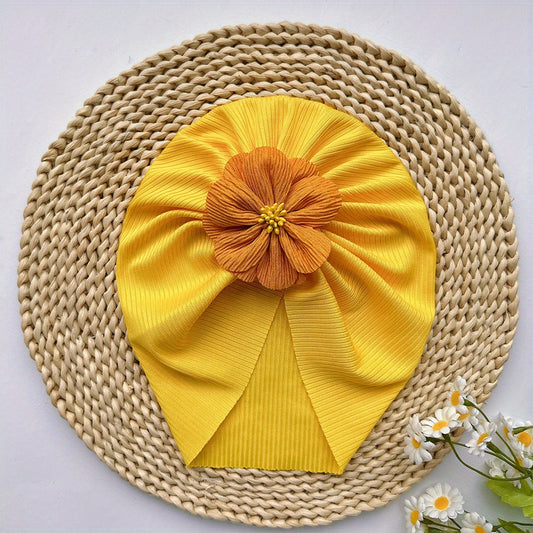 Soft Elastic Flower Baby Hat For Girl