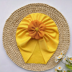 Soft Elastic Flower Baby Hat For Girl