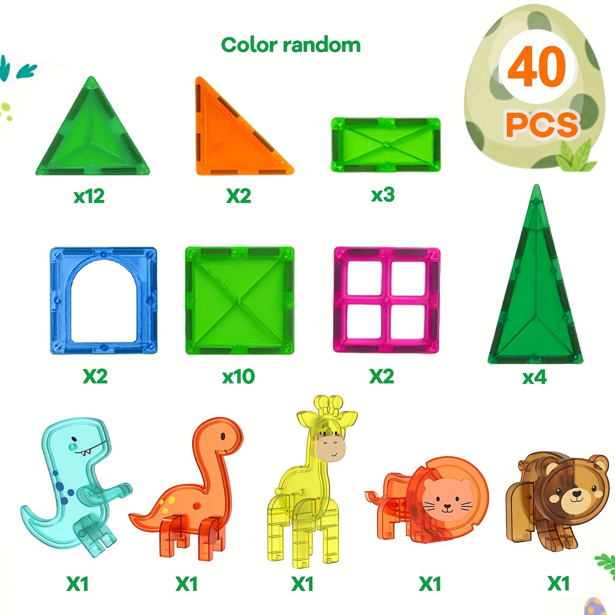 Animal Dinosaur Magnetic Building Blocks Toy Set for Kids