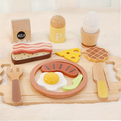 15pcs Wooden Toy Kitchen Food Set for Kids 3-6 Years