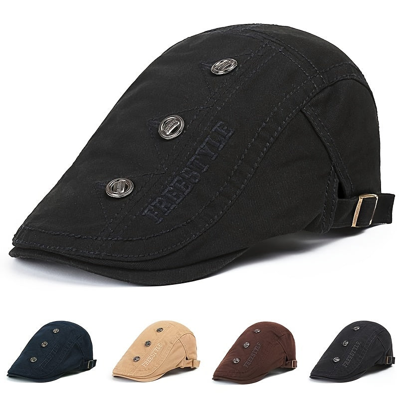 Men's Embroidered Peaked Cap Casual Sun Protection Beret