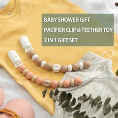 Baby Pacifier Clips Set Silicone Beads Nipple Holder Teething Toys