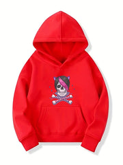 Skull & Bones Pattern Smart Hoodie Girls Halloween Party Top Pullovers