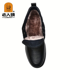 Men's Lace Up Boots With Fleece, Warm Outdoor Walking Boots