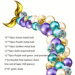 100pcs Mermaid Tail Balloon Set for Marine Theme Party Decor