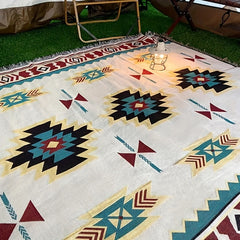 Outdoor Picnic Mat Ethnic Style Tassel Sofa Blanket for Camping Beach