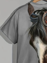 Men's Horse Graphic T Shirt 3D Print Active Stretch Short Sleeve Tee