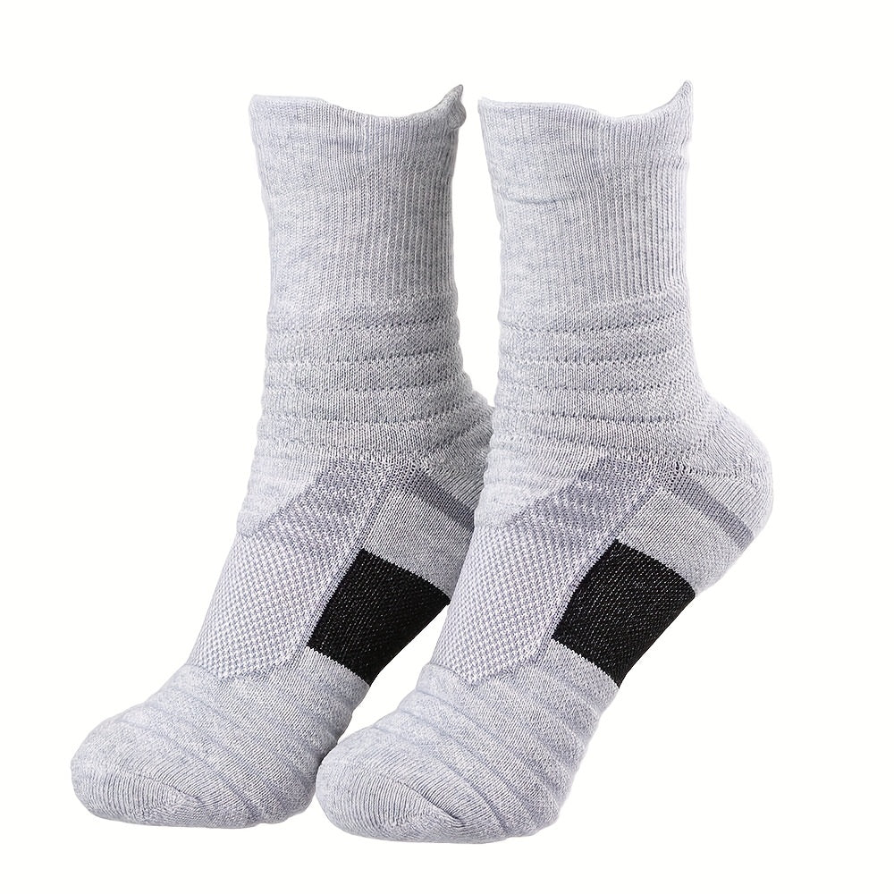 3pairs Thickened Mid calf Basketball Socks Men's Cotton Anti odor Sports Socks