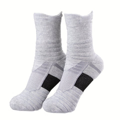 3pairs Thickened Mid calf Basketball Socks Men's Cotton Anti odor Sports Socks