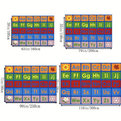 Alphabet Classroom Seating Rug Colorful Abc's Multicolor Border Area Rug