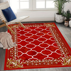 Modern Geometric Faux Cashmere Area Rug Vintage Red Soft Fluffy Living Room