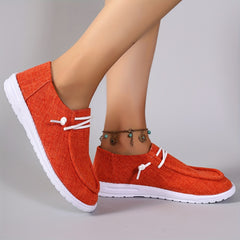 Women's Solid Low Top Sneakers Lightweight Casual Walking Shoes