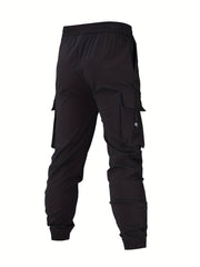 Rock Guitar Print Cargo Pants Men Flap Pocket Trousers