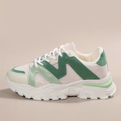 Women's Knit Mesh Platform Sneakers Casual Lace Up Low Top Sports Shoes