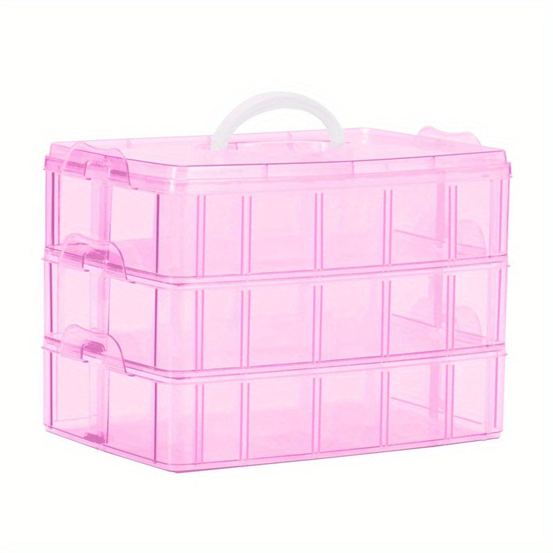 Translucent 3 Layer Stackable Storage Box 30 Compartments Dust Proof