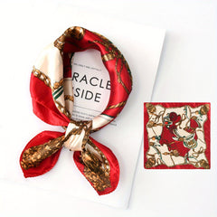 Flower Print Neckerchief Classic Shawl Silk Square Scarf Vintage Head Wrap
