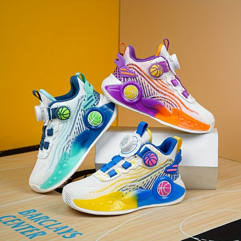 Boy's Running Shoes Rotating Buckle Anti-skid Breathable Sneakers