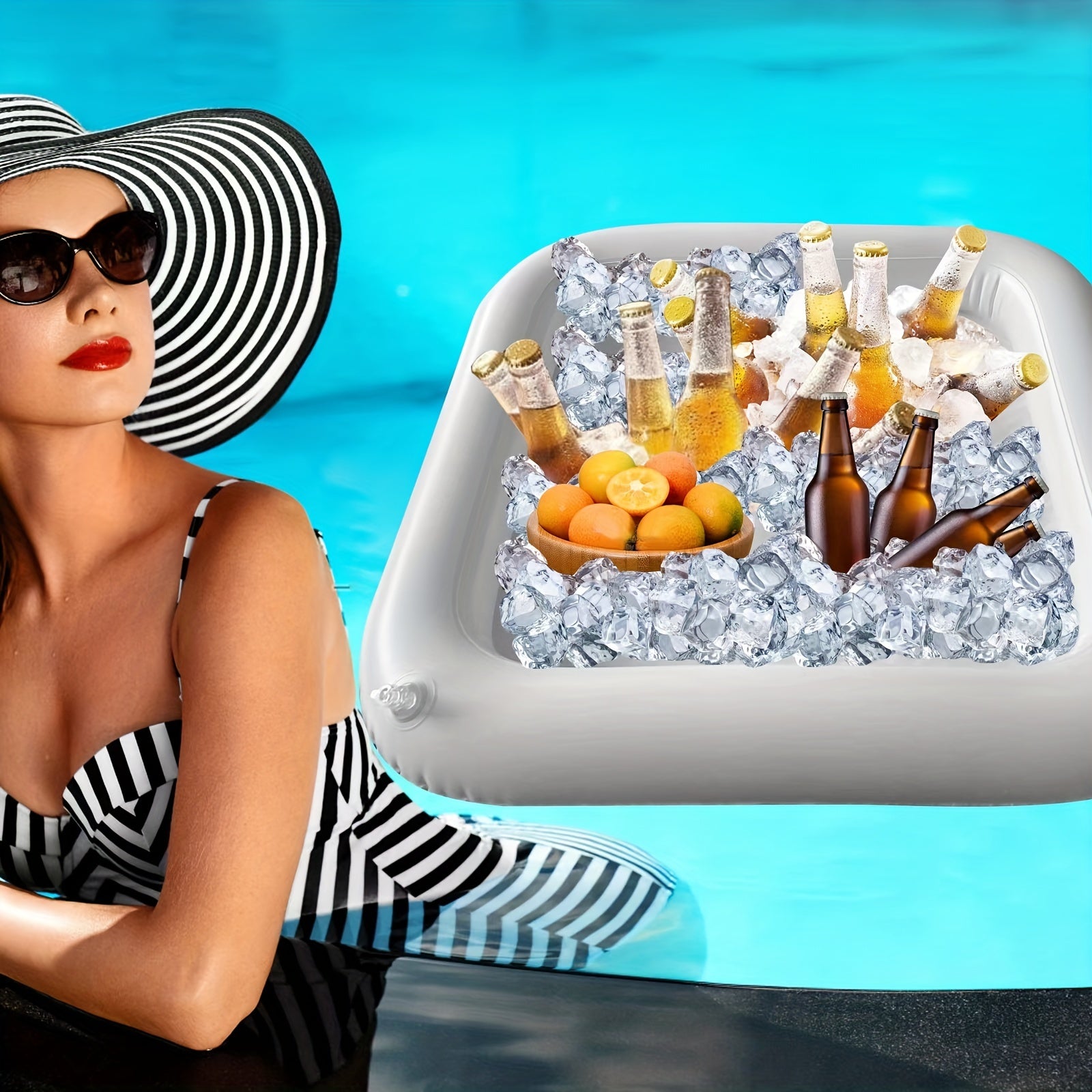 Inflatable Pool Serving Tray Drinks Snacks for Parties Picnics Camp