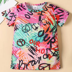 Girl's Letter Print Casual T shirt Dress