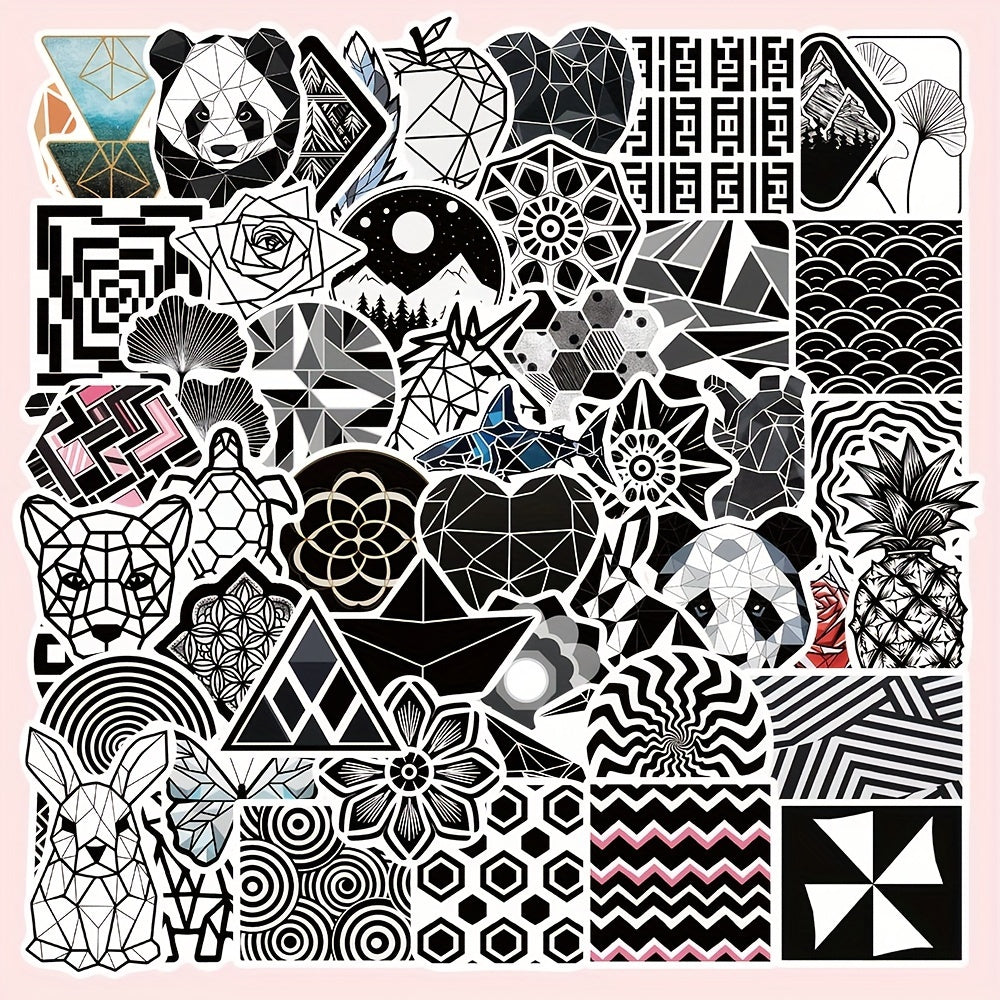 52pcs Geometric Pattern Graffiti Stickers for Book Luggage Notebook Waterproof