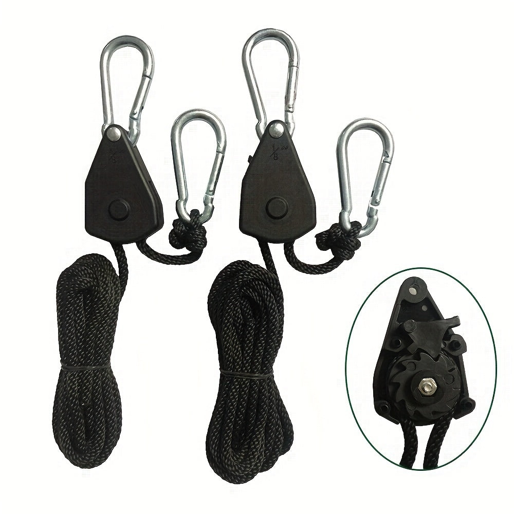 2pcs Tent Elastic Rope with Adjustable Pulley for Lifting and Tightening