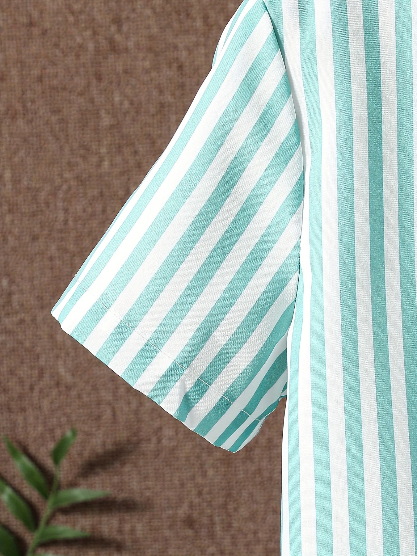 Stripe Graphic Print Boys Top Short Sleeve Lapel Shirt