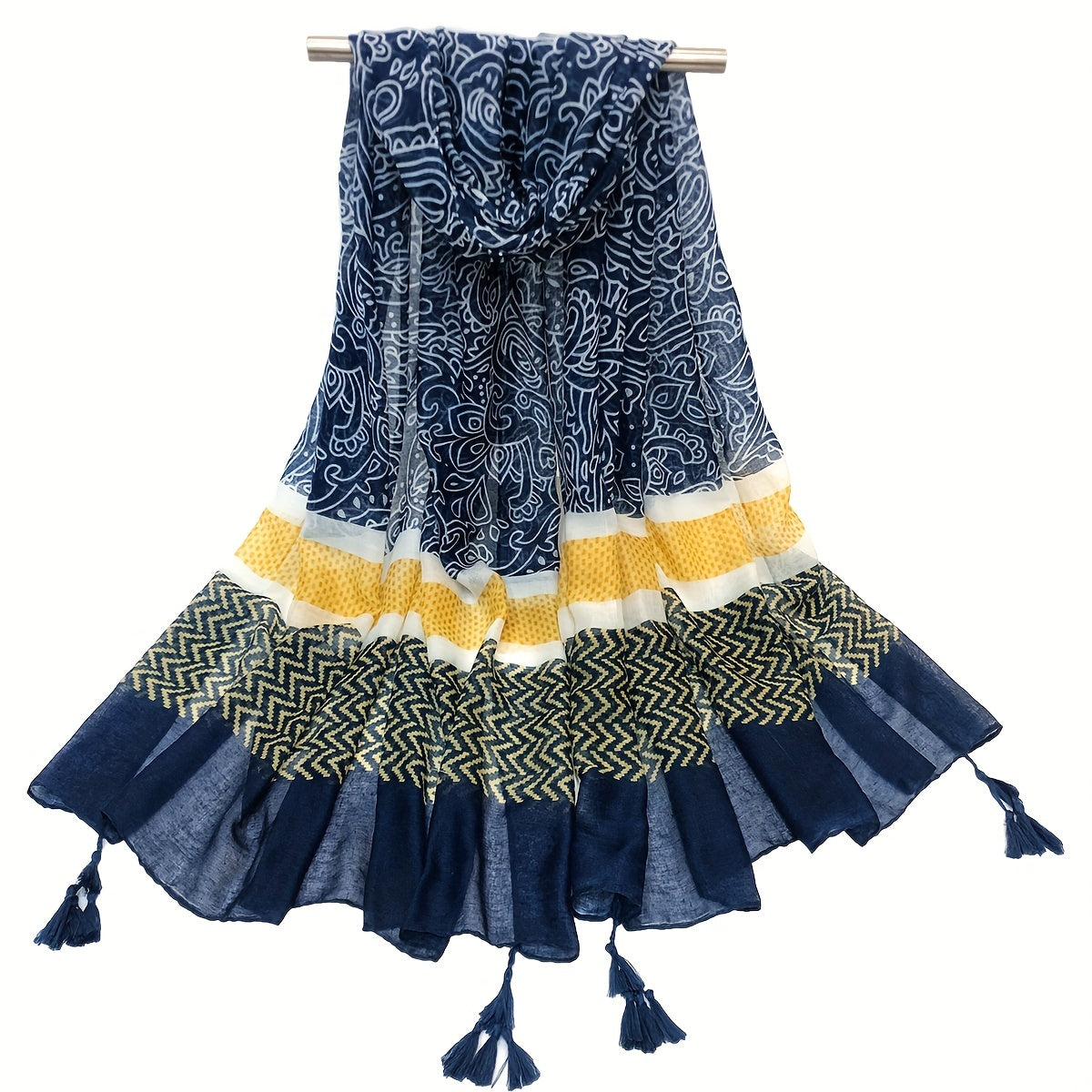Boho Paisley Print Tassel Scarf Vintage Shawl